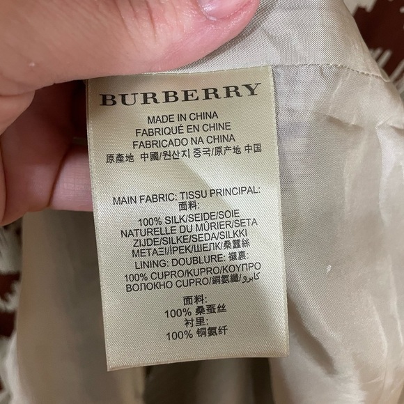 BURBERRY BRIT- 100% Silk Brown And Beige hounds tooth Knee Length Shirt dress - Picture 6 of 6